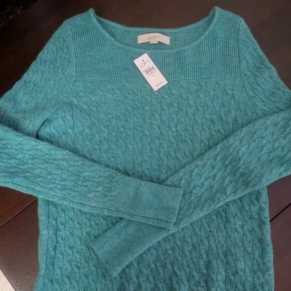 LOFT Sweater Boatneck Teal Size Medium Soft and Cozy! - Picture 3 of 7
